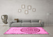 Machine Washable Abstract Pink Modern Rug in a Living Room, wshabs4099pnk