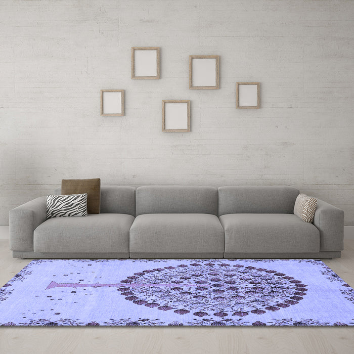 Machine Washable Abstract Blue Modern Rug in a Living Room, wshabs4099blu