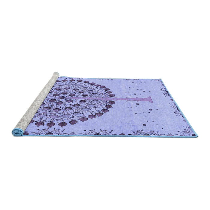 Sideview of Machine Washable Abstract Blue Modern Rug, wshabs4099blu