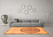 Machine Washable Abstract Orange Modern Area Rugs in a Living Room, wshabs4099org