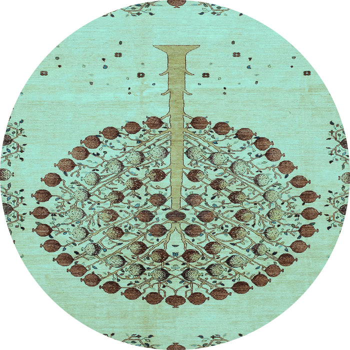 Round Abstract Light Blue Modern Rug, abs4099lblu