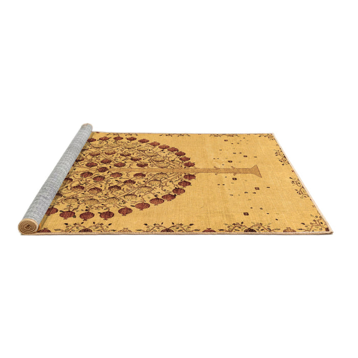 Sideview of Machine Washable Abstract Brown Modern Rug, wshabs4099brn
