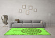 Machine Washable Abstract Green Modern Area Rugs in a Living Room,, wshabs4099grn