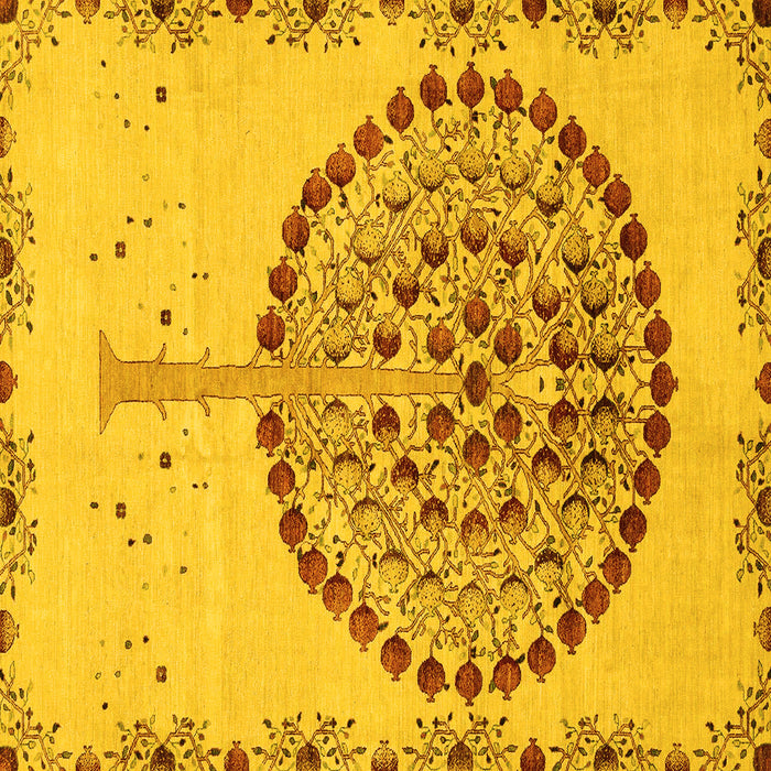 Square Machine Washable Abstract Yellow Modern Rug, wshabs4099yw