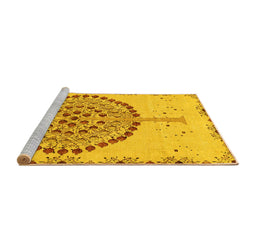 Sideview of Machine Washable Abstract Yellow Modern Rug, wshabs4099yw