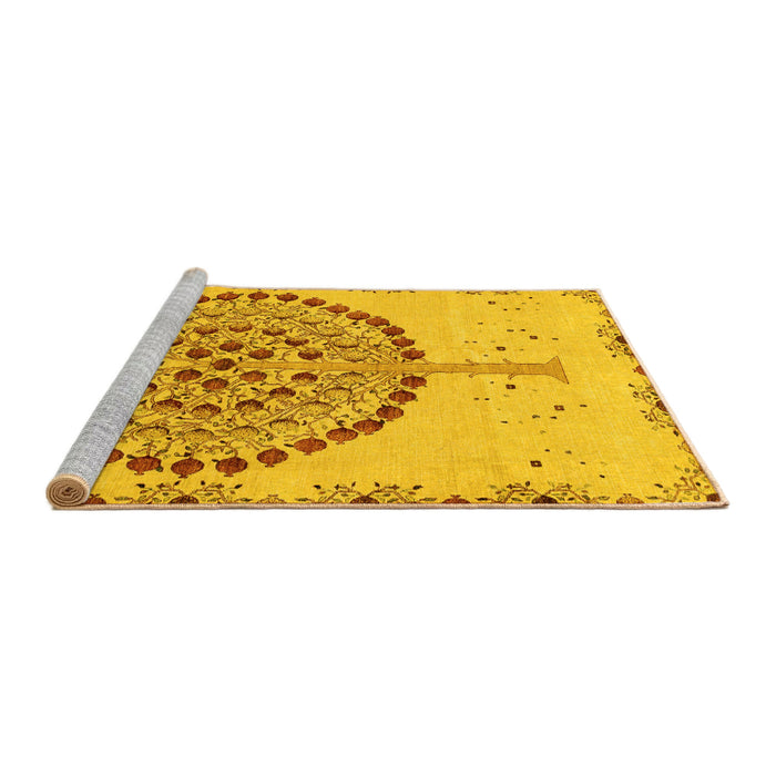 Sideview of Machine Washable Abstract Yellow Modern Rug, wshabs4099yw