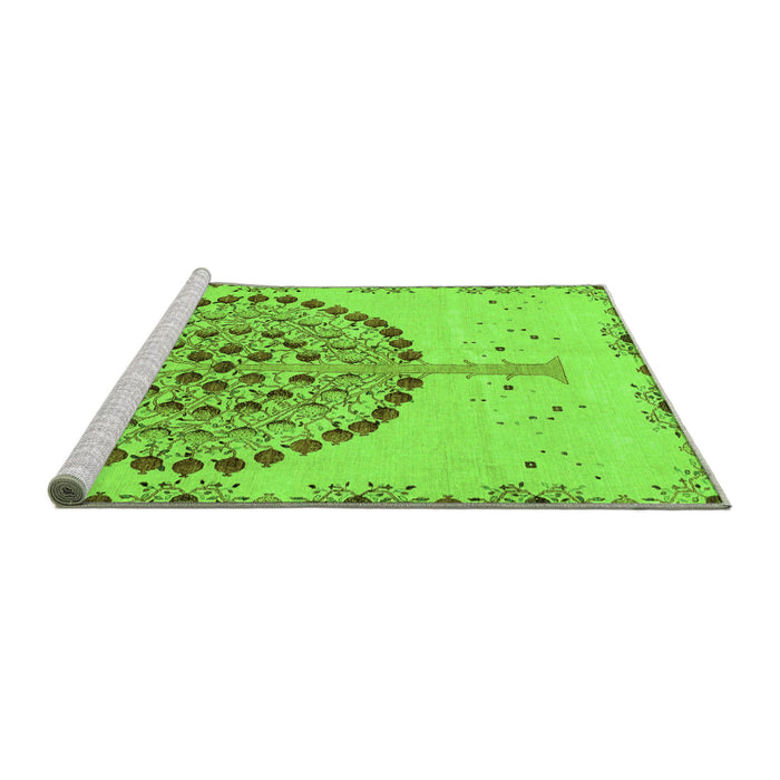 Sideview of Machine Washable Abstract Green Modern Area Rugs, wshabs4099grn