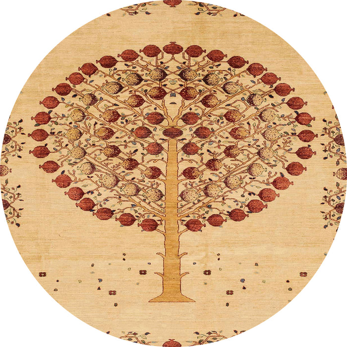 Round Machine Washable Abstract Orange Rug, wshabs4099