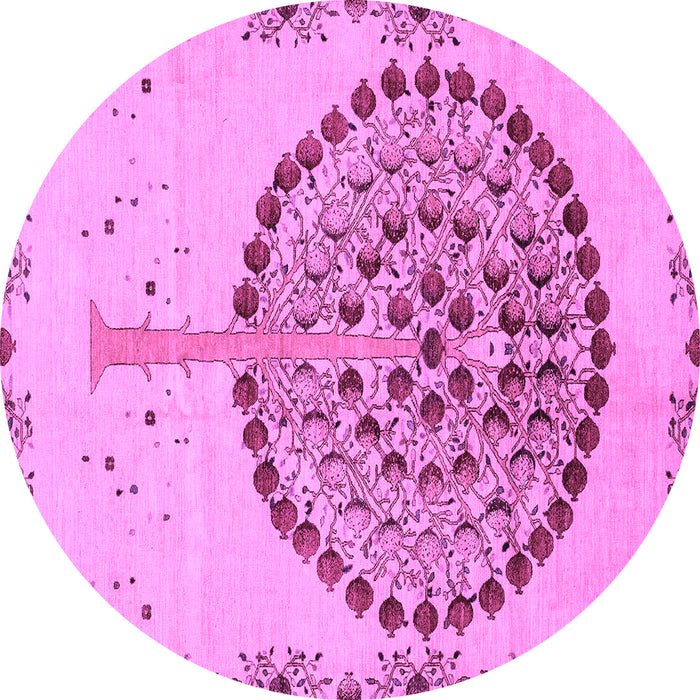 Round Machine Washable Abstract Purple Modern Area Rugs, wshabs4099pur