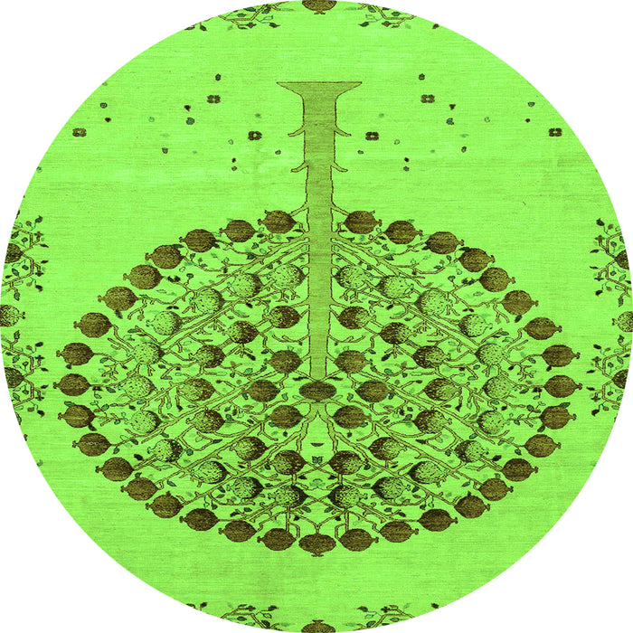 Round Abstract Green Modern Rug, abs4099grn