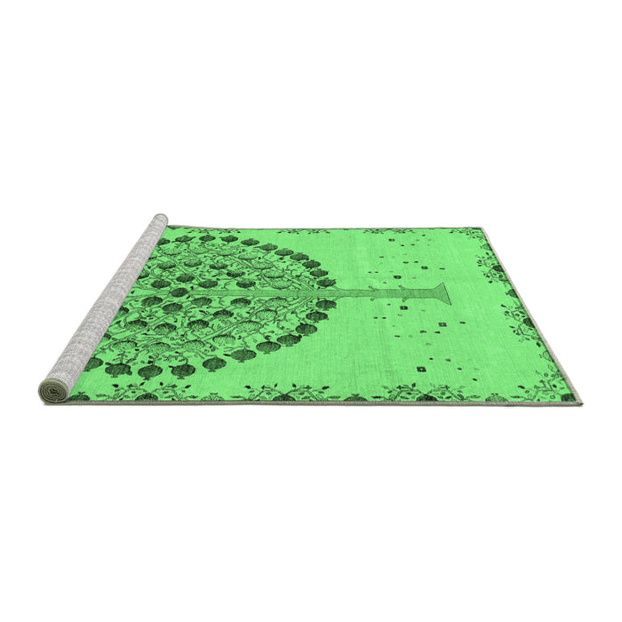 Sideview of Machine Washable Abstract Emerald Green Modern Area Rugs, wshabs4099emgrn