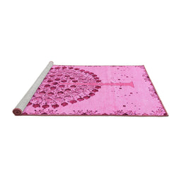 Sideview of Machine Washable Abstract Pink Modern Rug, wshabs4099pnk