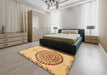 Abstract Orange Modern Rug in a Bedroom, abs4099