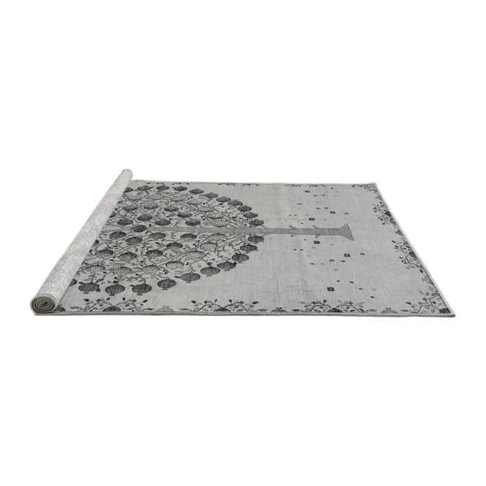 Sideview of Machine Washable Abstract Gray Modern Rug, wshabs4099gry
