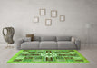 Machine Washable Abstract Green Modern Area Rugs in a Living Room,, wshabs409grn