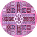 Round Machine Washable Abstract Purple Modern Area Rugs, wshabs409pur