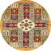 Round Machine Washable Abstract Fire Brick Red Rug, wshabs409