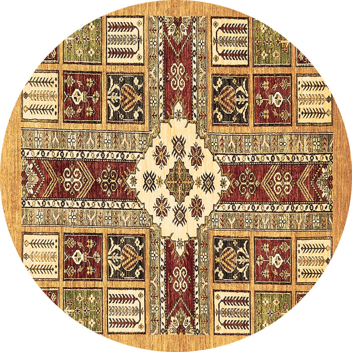 Round Abstract Brown Modern Rug, abs409brn