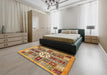 Abstract Fire Brick Red Modern Rug in a Bedroom, abs409