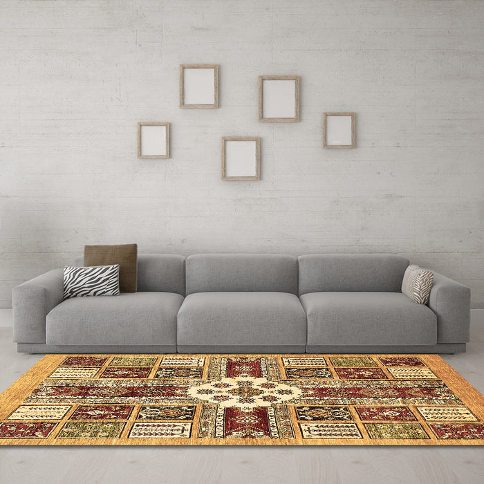 Machine Washable Abstract Brown Modern Rug in a Living Room,, wshabs409brn