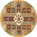 Round Machine Washable Abstract Brown Modern Rug, wshabs409brn