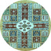 Round Abstract Light Blue Modern Rug, abs409lblu