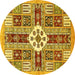 Round Abstract Yellow Modern Rug, abs409yw