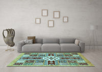 Machine Washable Abstract Light Blue Modern Rug, wshabs409lblu