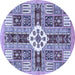 Round Abstract Blue Modern Rug, abs409blu