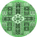 Round Abstract Emerald Green Modern Rug, abs409emgrn