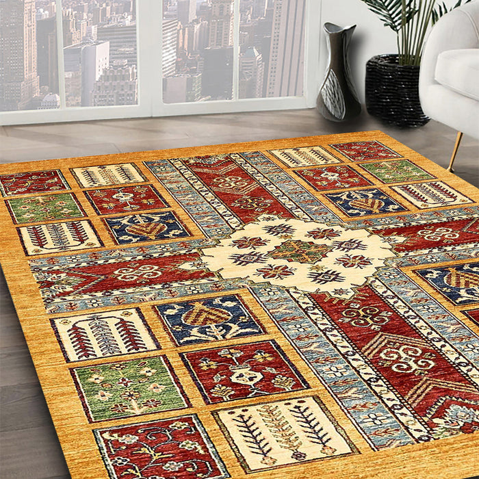 Machine Washable Abstract Fire Brick Red Rug in a Family Room, wshabs409