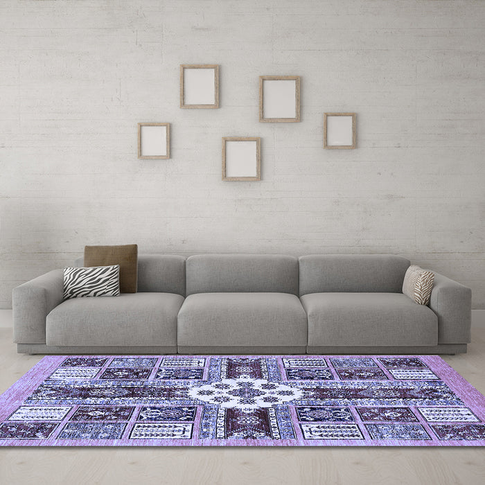 Machine Washable Abstract Blue Modern Rug in a Living Room, wshabs409blu