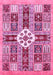 Machine Washable Abstract Pink Modern Rug, wshabs409pnk