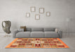 Machine Washable Abstract Orange Modern Area Rugs in a Living Room, wshabs409org