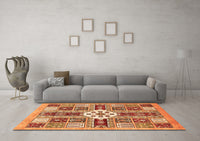 Machine Washable Abstract Orange Modern Rug, wshabs409org