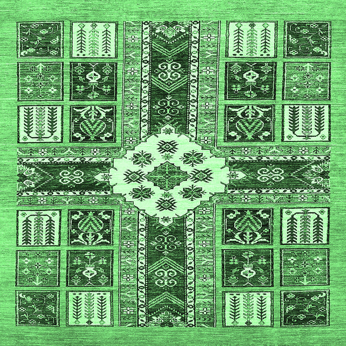 Square Abstract Emerald Green Modern Rug, abs409emgrn