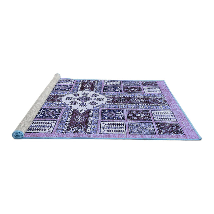 Sideview of Machine Washable Abstract Blue Modern Rug, wshabs409blu