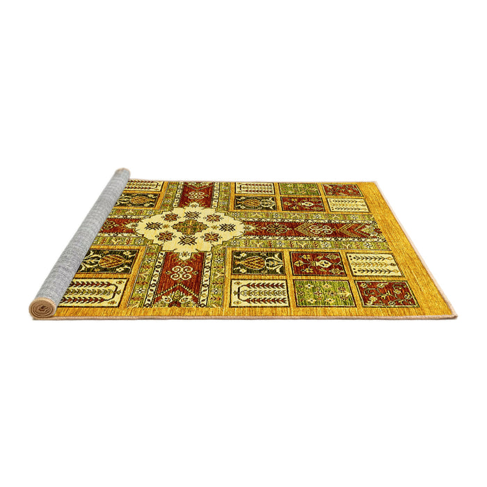 Sideview of Machine Washable Abstract Yellow Modern Rug, wshabs409yw