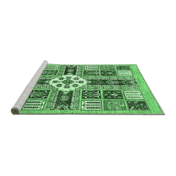 Sideview of Machine Washable Abstract Emerald Green Modern Area Rugs, wshabs409emgrn