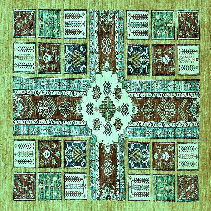 Square Machine Washable Abstract Turquoise Modern Area Rugs, wshabs409turq