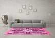 Machine Washable Abstract Pink Modern Rug in a Living Room, wshabs409pnk