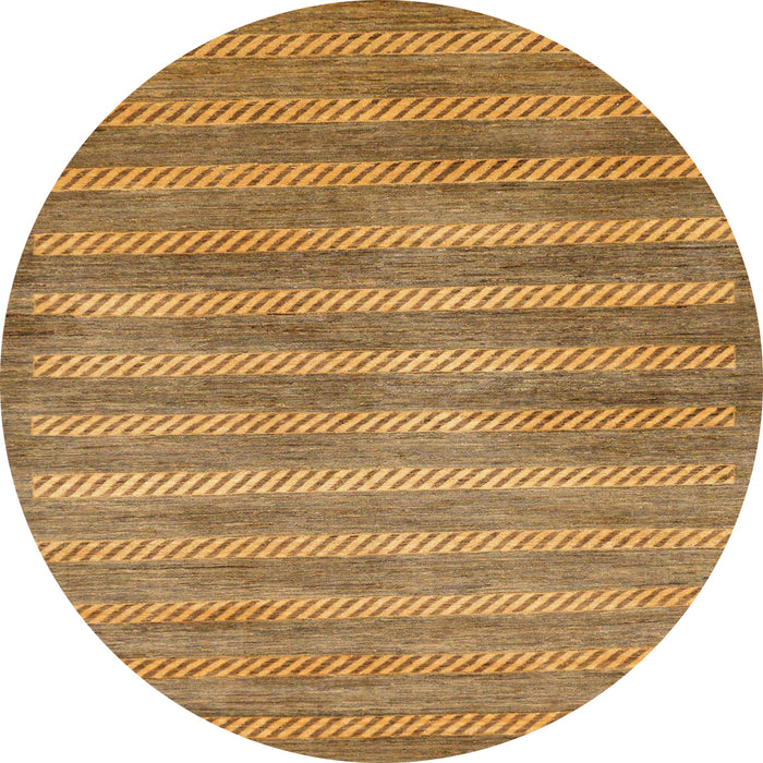 Round Machine Washable Abstract Yellow Rug, wshabs40