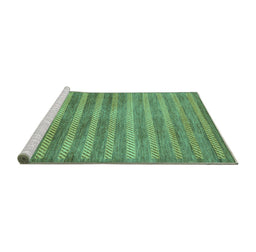 Sideview of Machine Washable Abstract Turquoise Modern Area Rugs, wshabs40turq