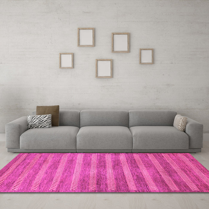 Machine Washable Abstract Pink Modern Rug in a Living Room, wshabs40pnk