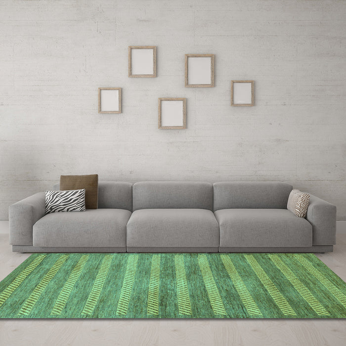 Machine Washable Abstract Turquoise Modern Area Rugs in a Living Room,, wshabs40turq