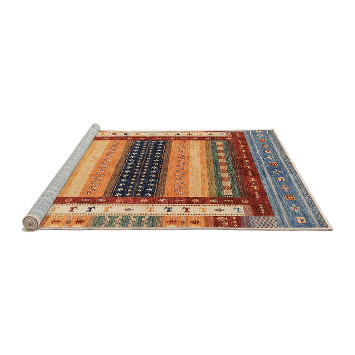 Sideview of Machine Washable Abstract Brown Red Rug, wshabs4100