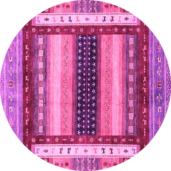 Round Machine Washable Abstract Pink Modern Rug, wshabs4100pnk