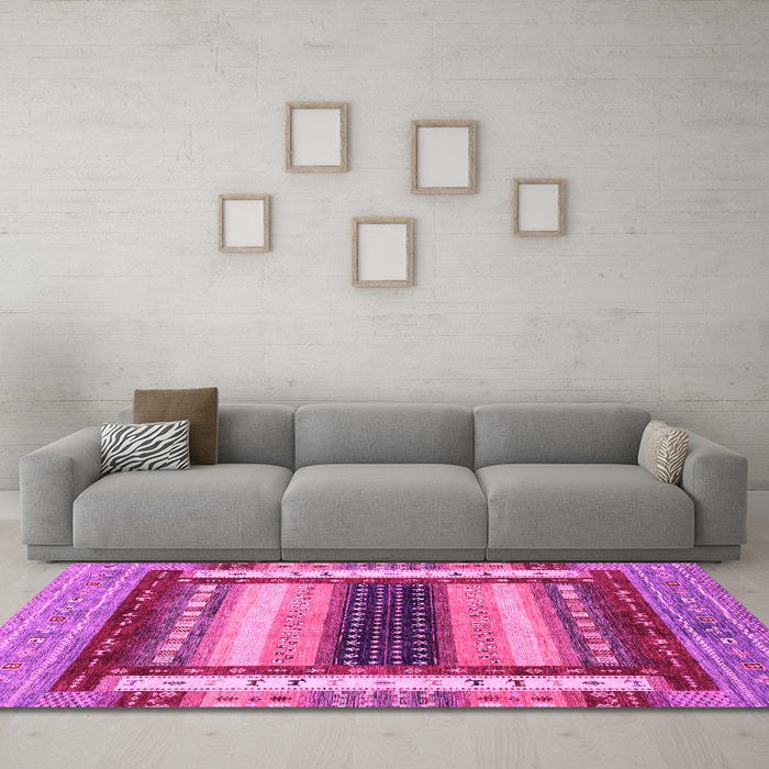 Machine Washable Abstract Pink Modern Rug in a Living Room, wshabs4100pnk