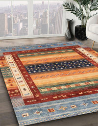 Abstract Brown Red Modern Rug, abs4100