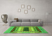 Machine Washable Abstract Green Modern Area Rugs in a Living Room,, wshabs4100grn